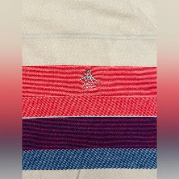 Original Penguin White Polo with Pink and Blue Stripes Large - Picture 2 of 4